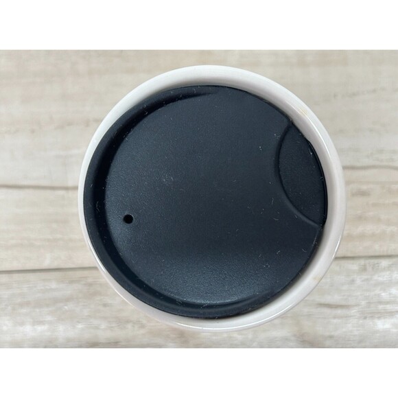 2012 Starbucks Quilted White Porcelain Coffee Travel Mug 10 Fl Oz With Lid - Picture 7 of 11